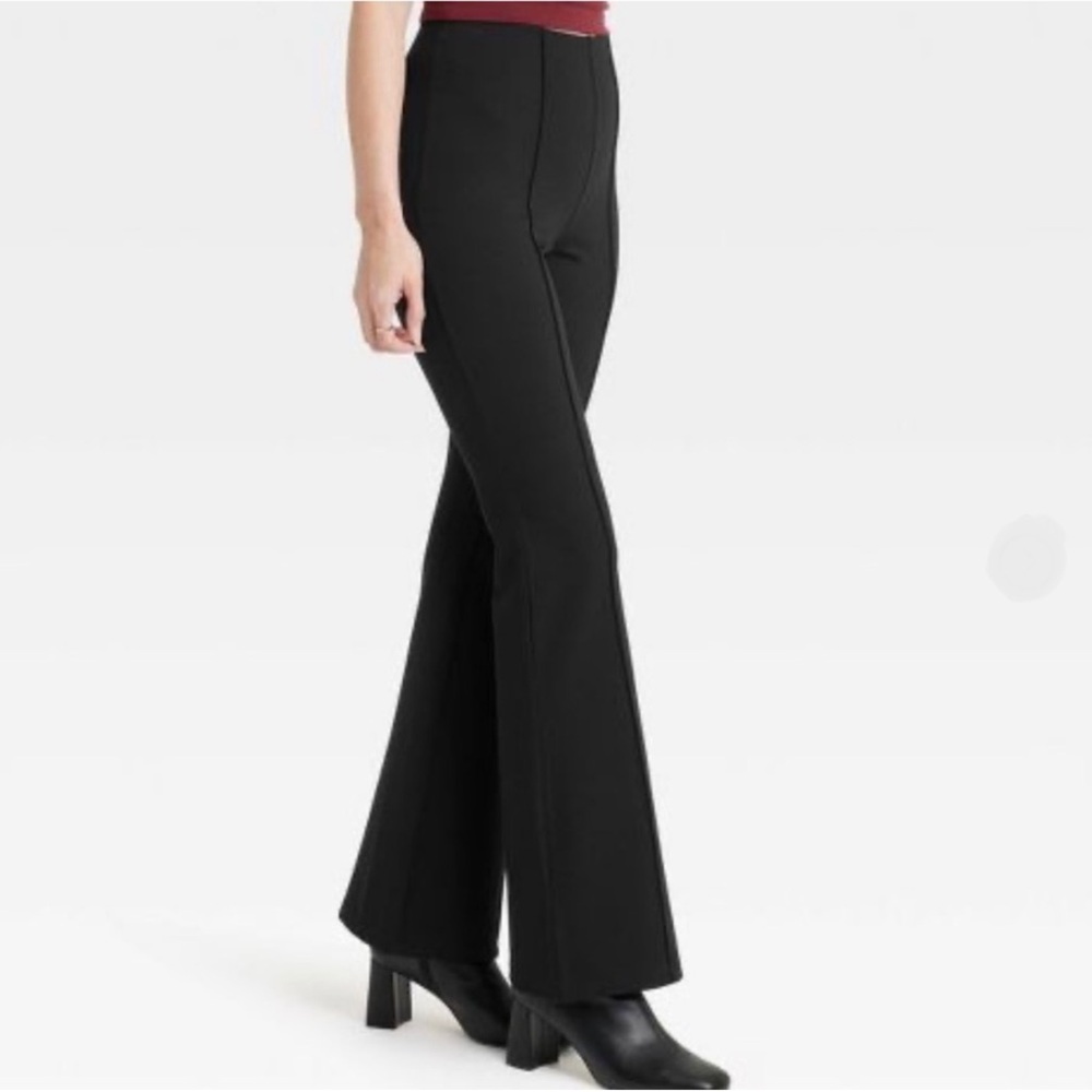 Princess Polly LIKE NEW Slim Fit Flared Stitched Crease Black Pants Side Zip 4